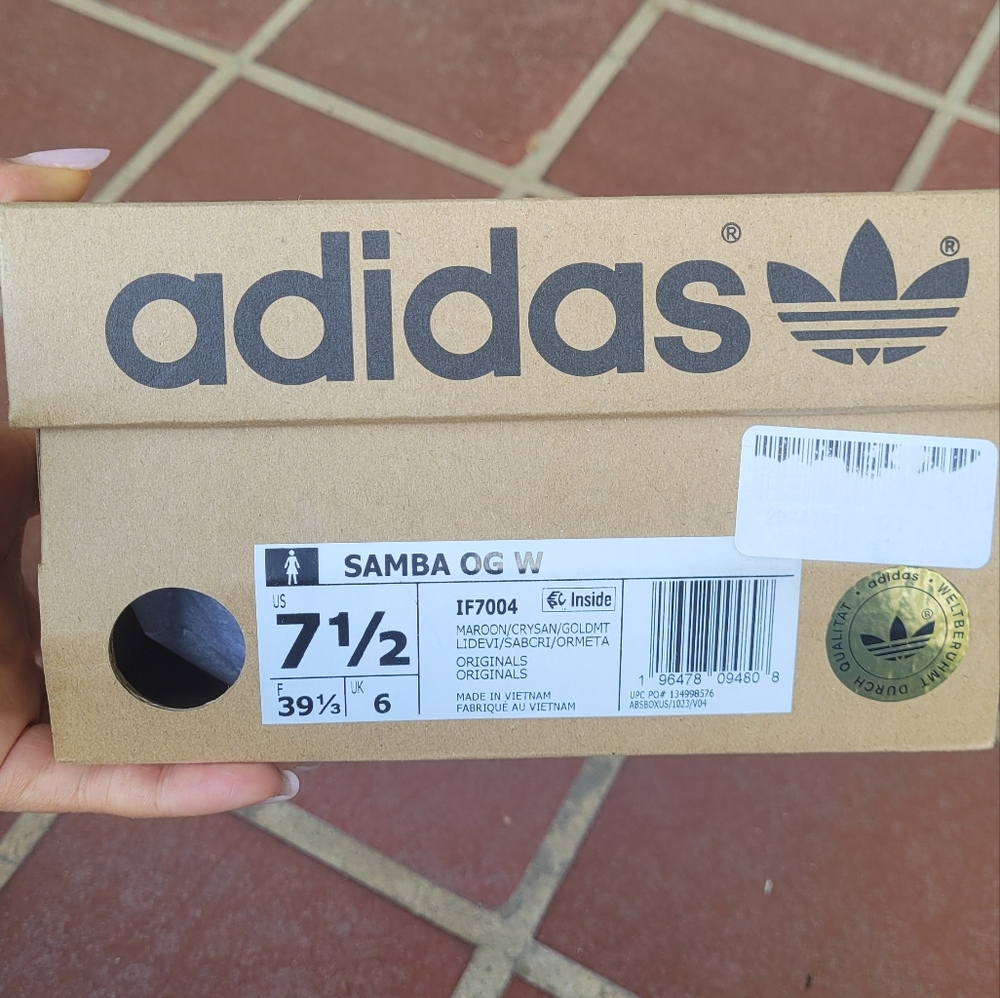 NWT Adidas Samba OG, Womens, Maroon Crystal Sand - Picture 16 of 16